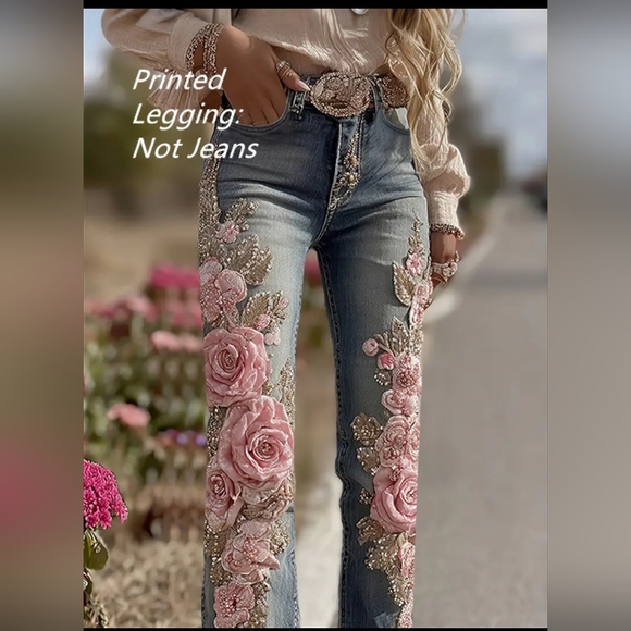 NEW DENIM JEANS LOOK LEGGINGS PLUS SIZE 2XL - Picture 5 of 5